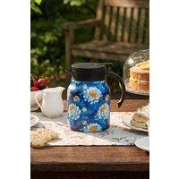 Living and Home Vintage Floral Pattern Thermal Carafe Teapot with Built-in Infuser in Dark Blue