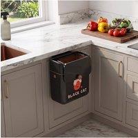 Living and Home Hanging Rubbish Bin With Lid for Kitchen in Black