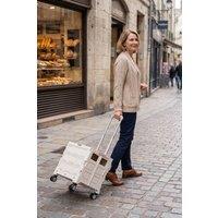 Living and Home Folding 32L Shopping Trolley Cart with Wheels in Beige