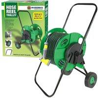 BARGAINS-GALORE Portable Hose Reel With Trolley Wheels Garden Water Hose Pipe Winder in Green
