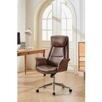Living and Home Adjustable High Back PU Office Chair with Armrests in Brown