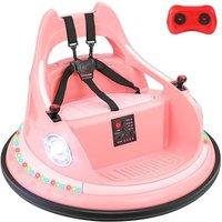 Dprodo 360 Degree 12V Bumper Car with Remote, 5 LED Lights in Pink