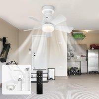 Garwarm Dimmable LED Screw in Ceiling Fan Light for Bedroom, 45 cm Black in White