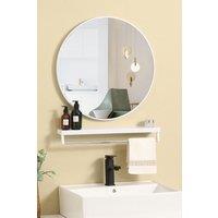 Living and Home 40cm Nordic Round Silver Metal Frame Wall Mirror