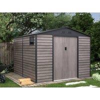 Vente-unique Galvanised Steel Garden Shed - Grey Wood Effect - 8.94 M - ADELMO