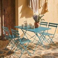 sweeek 4-seater Folding Metal Bistro Garden Table in Blue