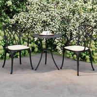 Charles Bentley Furniture 3 Piece Cast Aluminium Bistro Set Table & 2 Arm Chairs in Brown