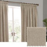 Yard Heavy Chenille Velvet Room Darkening Pencil Pleat Curtain Pair in Natural | Size: 168 cm width x 183 cm drop