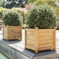 Primrose Wooden Tapered Pine Planter Raised Cube Garden Pot Liz Frances 55cm in Natural