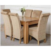 Thats Furniture Dakot 127 x 82cm Oak Small Dining Table & 6 Montana Fabric Chairs in Beige | Size: 127 x 82 cm
