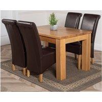 Thats Furniture Dakot 127 x 82cm Oak Small Dining Table & 4 Montana Leather Chairs in Brown | Size: 127 x 82 cm