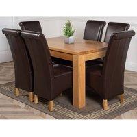 Thats Furniture Dakot 127 x 82cm Oak Small Dining Table & 6 Montana Leather Chairs in Brown | Size: 127 x 82 cm