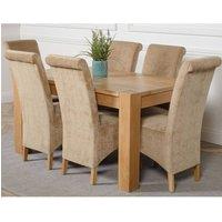 Thats Furniture Kuba 150 x 85 cm Chunky Medium Oak Dining Table & 6 Montana Fabric Chairs in Beige