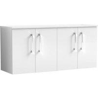 Balterley Level 1200mm Wall Hung 4 Door Vanity Unit with Worktop - Gloss White
