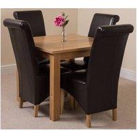 Thats Furniture Oslo 90 x 90 cm Oak Small Dining Table & 4 Montana Leather Chairs in Brown