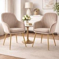 Genesis Muse Velvet Accent Chairs Pair Upholstered Modern Chairs with Backrest in Taupe | Size: 2 Pack