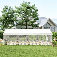 OUTSUNNY Garden Gazebo Portable Carport Shelter w/ Removable Sidewalls&Doors in White