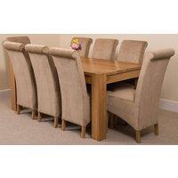 Thats Furniture Kuba 180 x 90 cm Chunky Oak Dining Table & 8 Montana Fabric Chairs in Beige