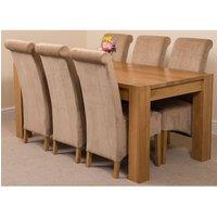 Thats Furniture Kuba 180 x 90 cm Chunky Oak Dining Table & 6 Montana Fabric Chairs in Beige