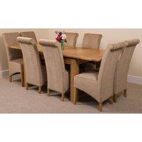 Thats Furniture Richmond 140-220cm Oak Extending Dining Table + 8 Montana Fabric Chairs in Beige