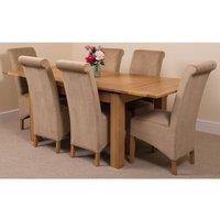 Thats Furniture Richmond 140-220cm Oak Extending Dining Table + 6 Montana Fabric Chairs in Beige
