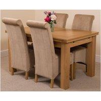 Thats Furniture Richmond 140-220cm Oak Extending Dining Table + 4 Montana Fabric Chairs in Beige