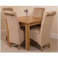 Thats Furniture Oslo 90 x 90 cm Oak Small Dining Table & 4 Montana Fabric Chairs in Beige