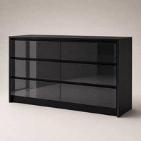 Harmin LUXURY Black High Gloss Sleek Handleless 6 Drawer Chest Of Drawers