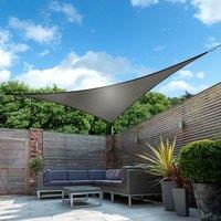 Primrose 5m Triangle Waterproof Charcoal Garden Patio Sun Shade Sail Canopy 98% UV Block with Free Fixing Kit
