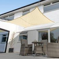 Primrose 6m x 5m Rectangle Waterproof Charcoal Garden Patio Sun Shade Sail Canopy 98% UV Block with Free Fixing Kit in Light Sand