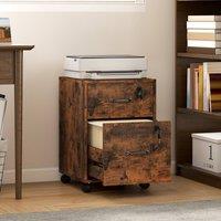 HOMCOM Roll File Cabinet with Drawer, Organiser Letter Size, Rustic Brown