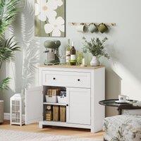 HOMCOM Sideboard Storage Cabinet with Adjustable Shelf, Drawer in White