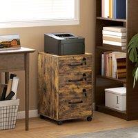 HOMCOM 3 Drawer File Cabinet Rolling Filing Cabinet for A4 & Letter in Brown