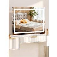 Fascinate Hollywood Vanity Makeup Mirror Modern LED Strip Bluetooth Speakers 80x60cm Gift in White | Size: 80x60 cm