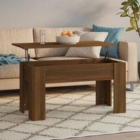 Berkfield Home Coffee Table Brown Oak 101x49x52 cm Engineered Wood | Size: 101 x 49 x 52 cm