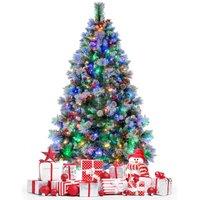 Costway 6FT Pre-Lit Artificial Christmas Tree Hinged Xmas Tree w/350 LED Lights in Green
