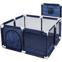 NESTLUNE Blue Baby Playpen with Basketball Hoop Extra Wide in Navy | Size: 100 cm x 15 cm