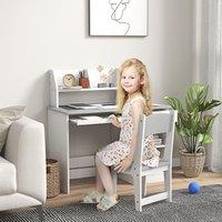 ZONEKIZ Kids Desk & Chair Set with Storage for 5-8 Years in Grey