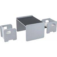 VOGREX 3PCS Kids Table Chairs Chalkboard Pattern in Grey