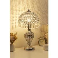 Living and Home Umbrella Crystal Table Lamp Polished for Bedroom