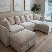 Home & Love Exclusive Bishop U Shape Cinema Sofa Scatterback Corner Sofa - Cream