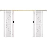 Vente-unique Double Sliding Door With Pocket Door System In Wood & MDF - White