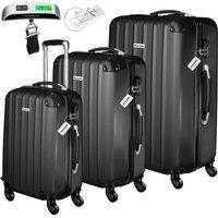 tectake Suitcases Set Of 3 - Scale, Luggage Tag, Lock Included, Swivel Wheels in Black