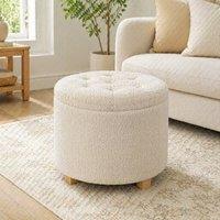 STILVORA Storage Stool with Padded Seat in Cream