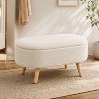 STILVORA Storage Ottoman with Inner Storage in Cream