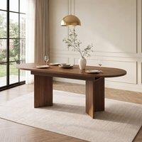 STILVORA 120-160 cm Oval Extendable Dining Table, 4-6 Seater, Sliding Leaf, Wood Grain Finish, Walnut