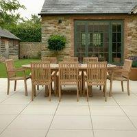 Charles Bentley Solid Wooden Teak Garden Patio Oval 6-8 Seater Extendable Table (table only) in Brown