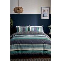 Helena Springfield 'Horizon Stripe' Cotton Duvet Cover Set in Navy | Size: Super King