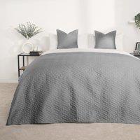 OHS Geo Pinsonic Throw Blanket Quilted Bedspread in Dark Grey | Size: 200 cm x 240 cm