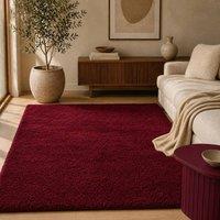 OHS Fluffy Teddy Rug Soft Floor Carpet Non Slip Area Mat in Dark Red | Size: 160 cm x 230 cm